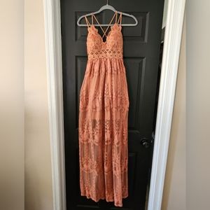Boho lace floral maxi dress